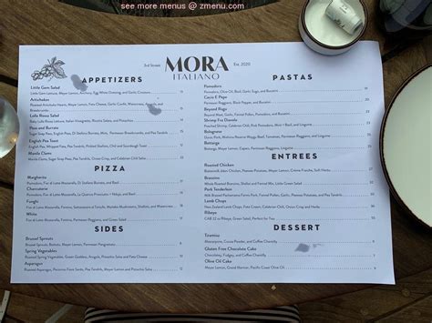 mora italiano menu